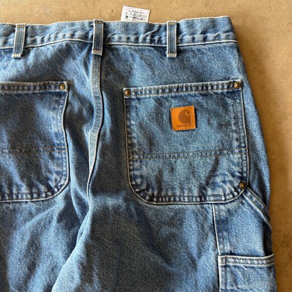 VINTAGE CARHARTT DOUBLE KNEE JEANS B73 CARPENTER DENIM PANTS FADED FITS 30X31 - Picture 4 of 7